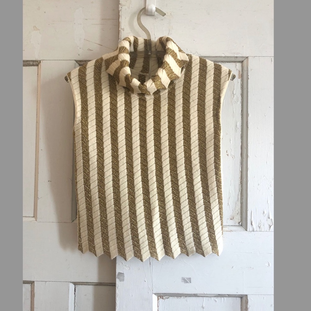 ✨ Vintage 70s Disco Metallic Stripe Crop Sweater – retro, festival, boho